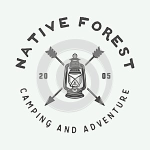 Vintage camping outdoor and adventure logo, badge, labels