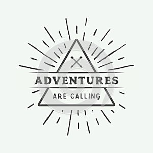 Vintage camping outdoor and adventure logo, badge, labels