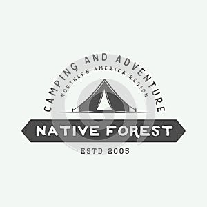 Vintage camping outdoor and adventure logo, badge, labels