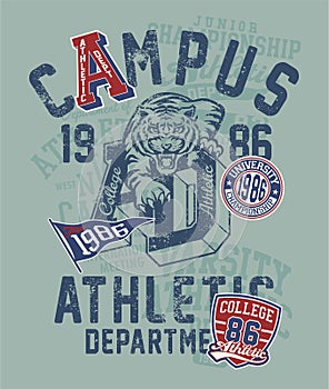 Vintage Campus college athletic department symbols