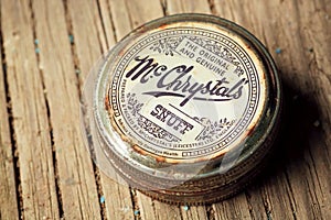 Vintage can of smokeless tobacco product, McChrystals snuff, made in England