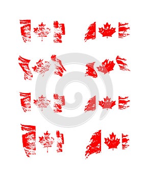 Starodávny kanadský vlajka sada. vektor vlajky z na textúry 
