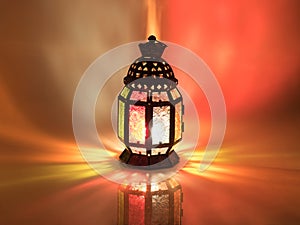 vintage candle lantern in arabic style, use in ramadan kareem n