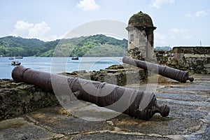 Vintage cannons in Portobelo Panama
