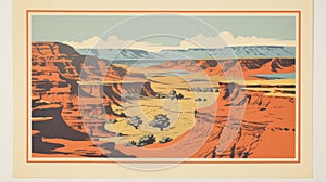 Vintage Canyonlands National Park Postcard With 1970s Color Blocking Design