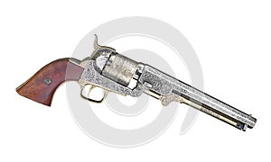 Vintage cap and ball revolver isolated.