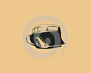 vintage car 1932 Ford coupe. premium vector design. isolated dull background appears from behind.