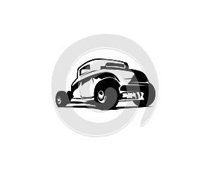 vintage car 1932 silhouette. isolated white background shown from behind. premium vector design.