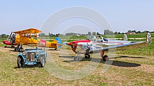 Vintage car and airplanes