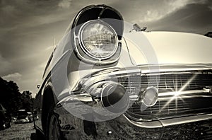 Vintage car in black and white