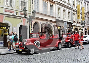 Vintage car for city tour in Prague.
