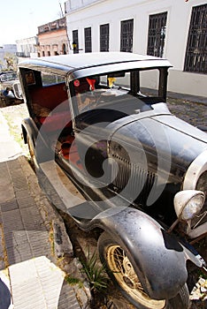 Vintage car in Colonia del Sacramento street, Uruguay