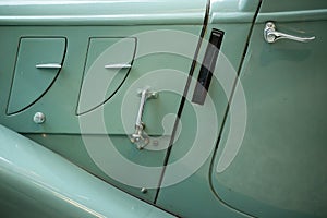 Vintage car - detail of elegant old classic retro vintage car closeup