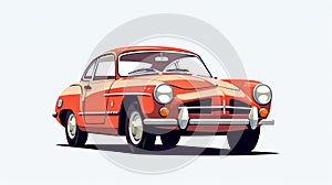 Vintage Car Free Vector With Red Outline In Bjarke Ingels Style