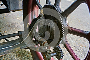 Vintage Car Front Wheel, Axle and Speedometer Linkage