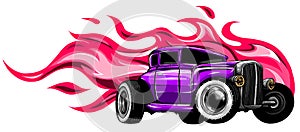 Vintage car, hot rod garage, hotrods car,old school car. vector