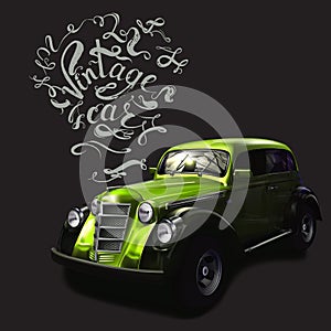 vintage car lettering vectors