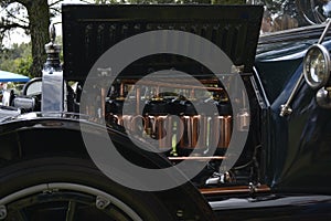 Vintage car polished copper engine photo