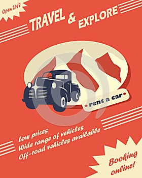 Vintage car rental flyer