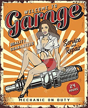 Vintage car repair service template photo