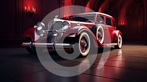 Vintage Car on Solid Background Iconic Elegance