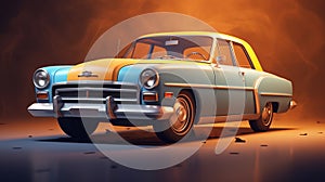 Vintage Car on Solid Background Iconic Elegance
