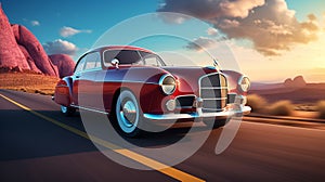 Vintage Car on Solid Background Iconic Elegance