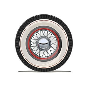 Vintage car wheel with spoke vector illustration. photo