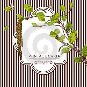 Vintage Card with Birch Twigs