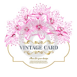 Vintage card Cherry blossom