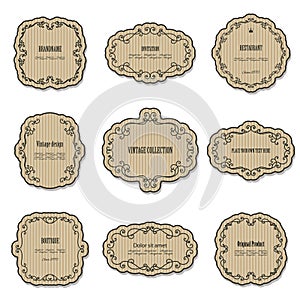 Vintage cardboard frame and label set.