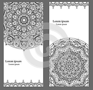 Vintage cards templates with mandala ornaments