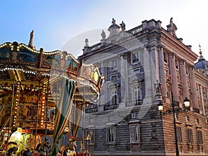 Vintage carousel close to Royal Palace Madrid photo