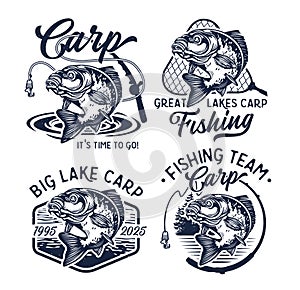 Vintage Carp Fishing Logo. Vector Illustration. photo
