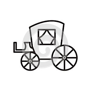 Vintage carriage,antique transport vector line icon, sign, illustration on background, editable strokes