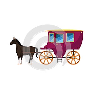 Vintage carriage and horse icon, colorful design