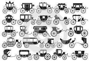 Vintage carriage vector black,simple set icon. Vector illustration set cart for princess. Isolated black,simple icon
