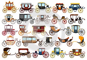 Vintage carriage vector cartoon set icon. Vector illustration set cart for princess. Isolated cartoon icon transport of