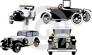 Vintage cars. old cars. Set of silhouettes.