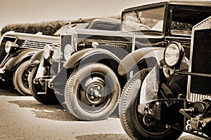 Vintage cars, sepia