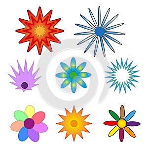 Vintage cartoon pattern with flowers. Summer flower clipart. Floral pattern element. Vector illustration. stock image.