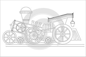 Vintage cartoon steam locomotive train, vector