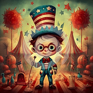 Vintage cartoons celebrating the US Independence Day. 4th July celebrations concept illustration. Generative AI