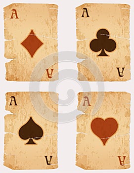Vintage casino poker cards set, vector