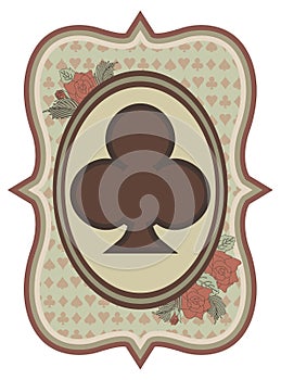 Vintage casino poker trefoils card, vector photo