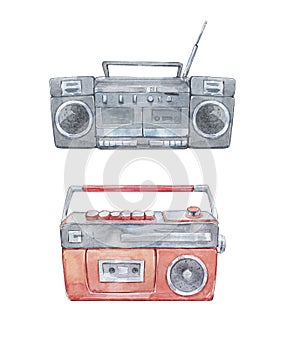 Vintage cassette boombox player isolated