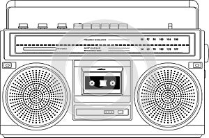 Vintage cassette recorder, ghetto blaster boombox