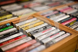 Classic tape collection of Cassette Tapes Retro Vibes Analog Music Comeback