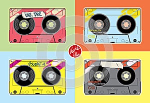 Vintage Cassettes. Flat designâ€“ stock illustration