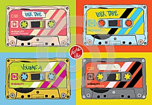 Vintage Cassettes. Flat designâ€“ stock illustration